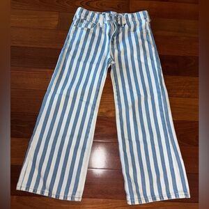Gilts Blue and White Striped Wide-Leg Pants